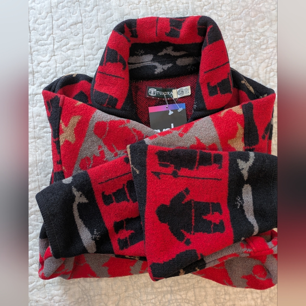 NEW, Tundra Canada Wool Vintage Cardigan With Indigenous Inspired Pattern NWT - Picture 4 of 12